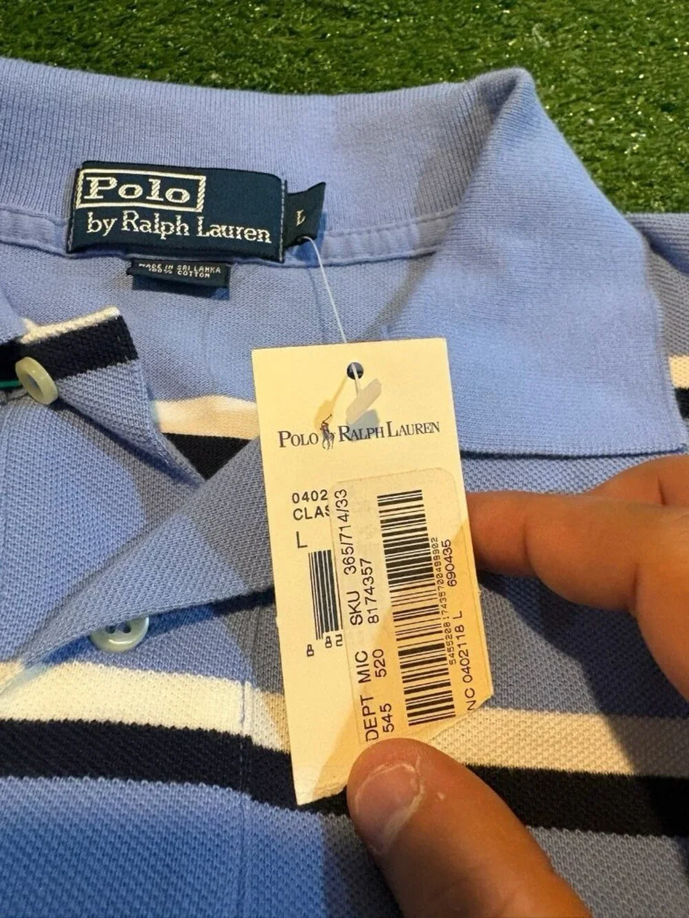 Vintage Polo Ralph Lauren polo mens large blue white deadstock new short sleeve